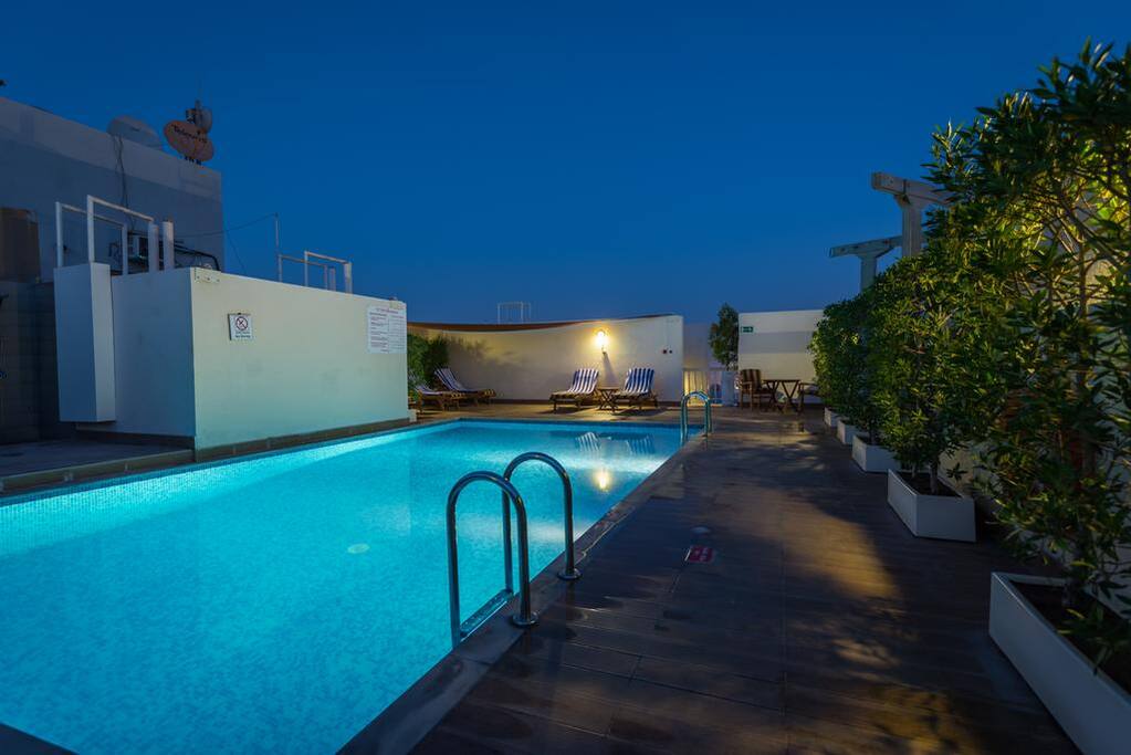 Pool in night time