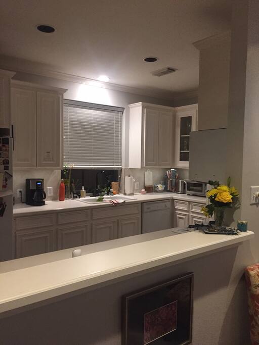 view from living room to kitchen