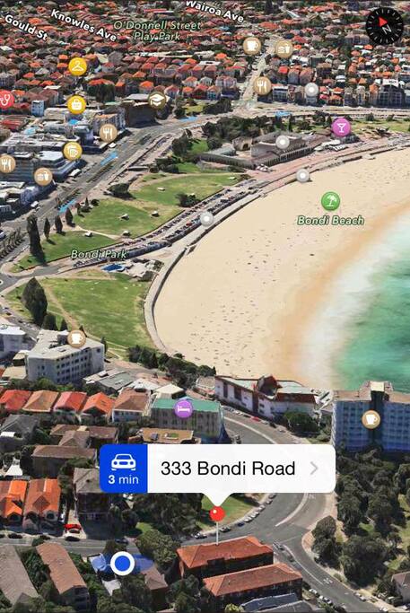 Just meters from the sand
