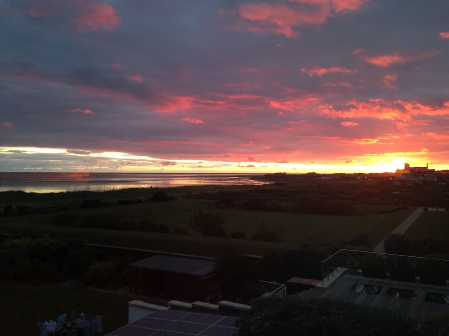 Summer sunset, viewed from one of the two windows in the 1st floor bedroom