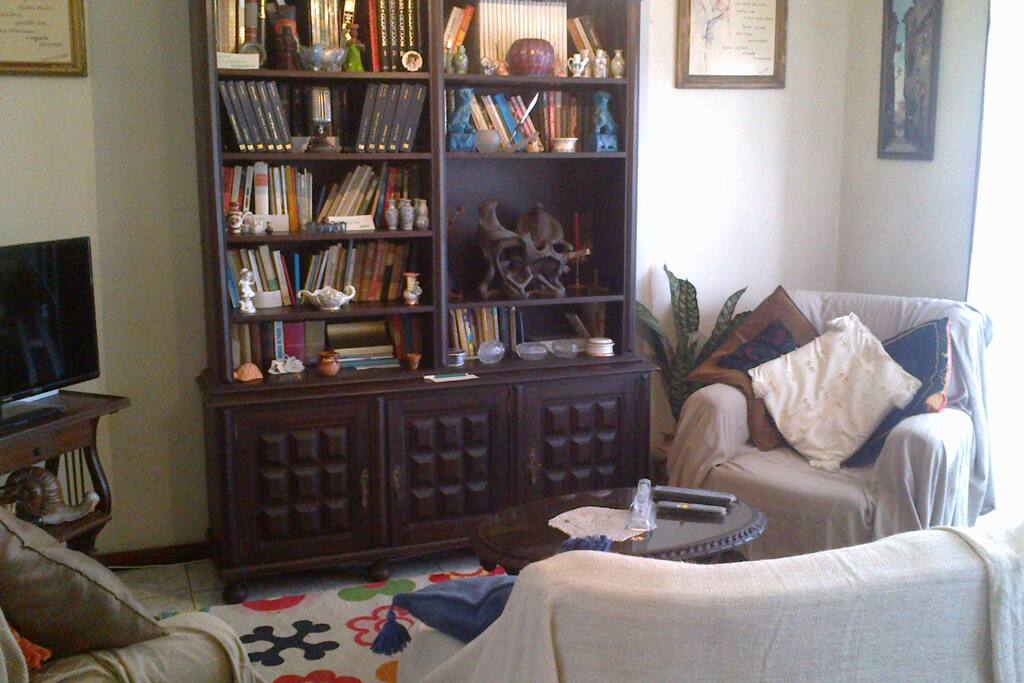 "Sala de Estar" com pequena biblioteca - Televisão compartilhada (Com canais internacionais) - Hi-Fi Wireless