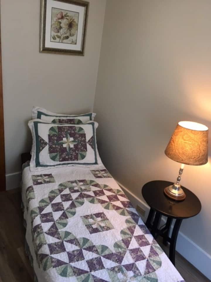 Small bedroom with twin sleeper opened up
