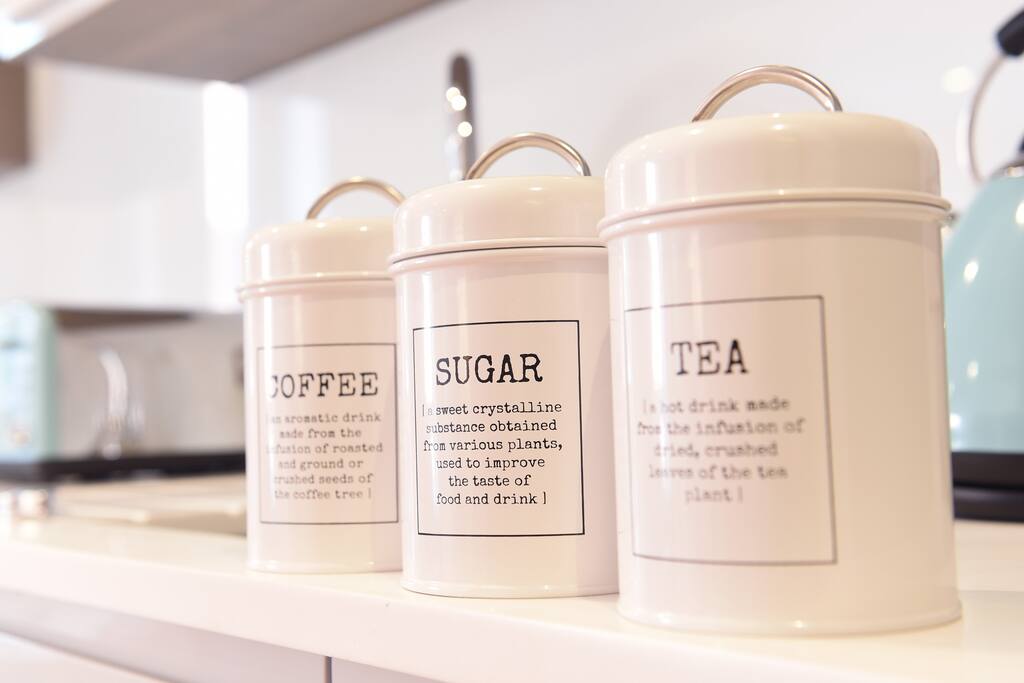 Full of handy essentials, such as tea, coffee & sugar