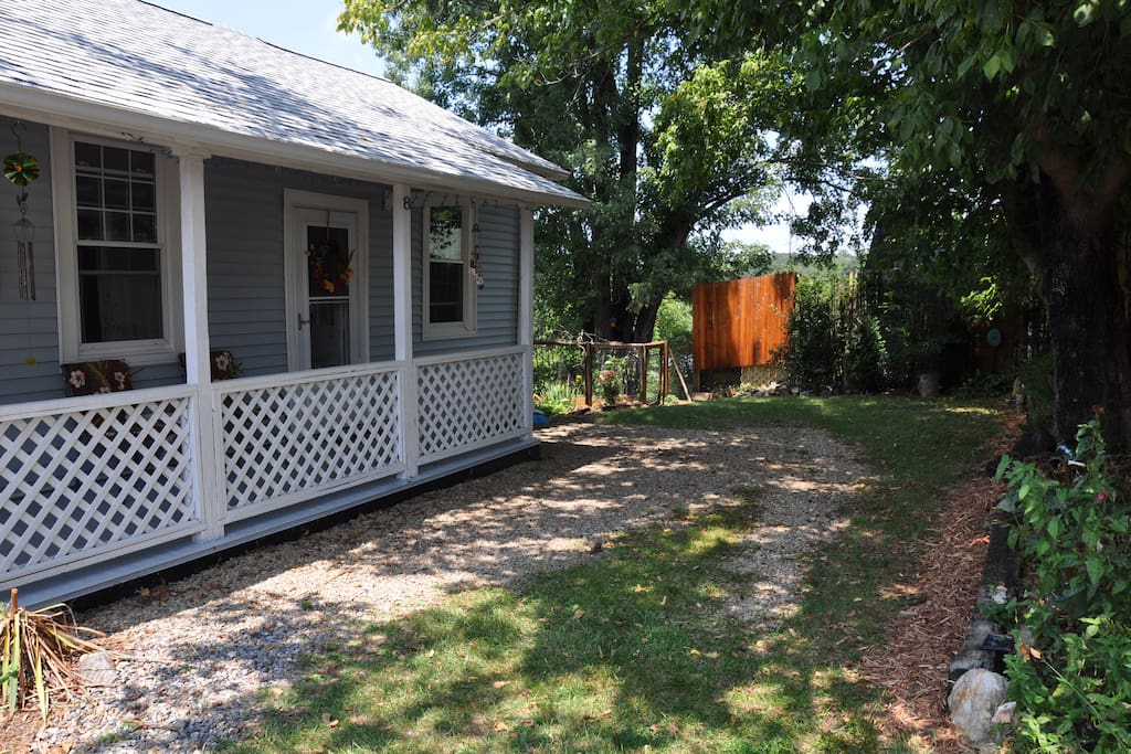 Front porch & front yard (the front yard gate is just beyond the porch