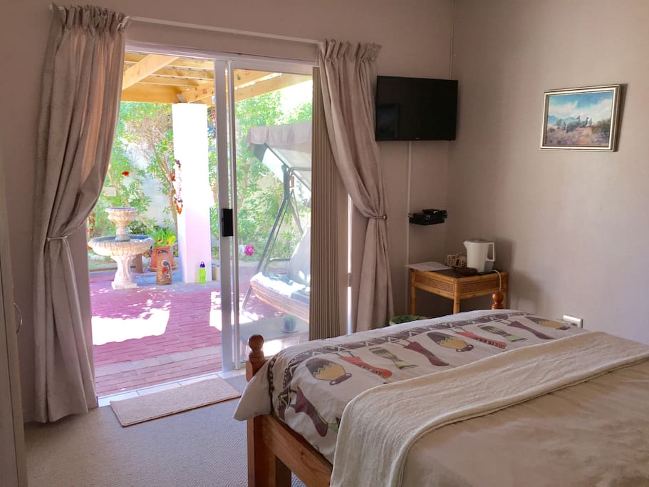 The room has it's own private entrance which also leads out onto the garden and outdoor space. It also has a satellite TV and tea/coffee making facilities.