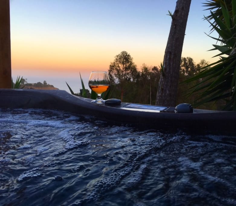 we have an amazing 5 person jacuzzi, that sits off from house private and cozy. its a new special kind of jacuzzi. that can stay on always. so its always at 104.