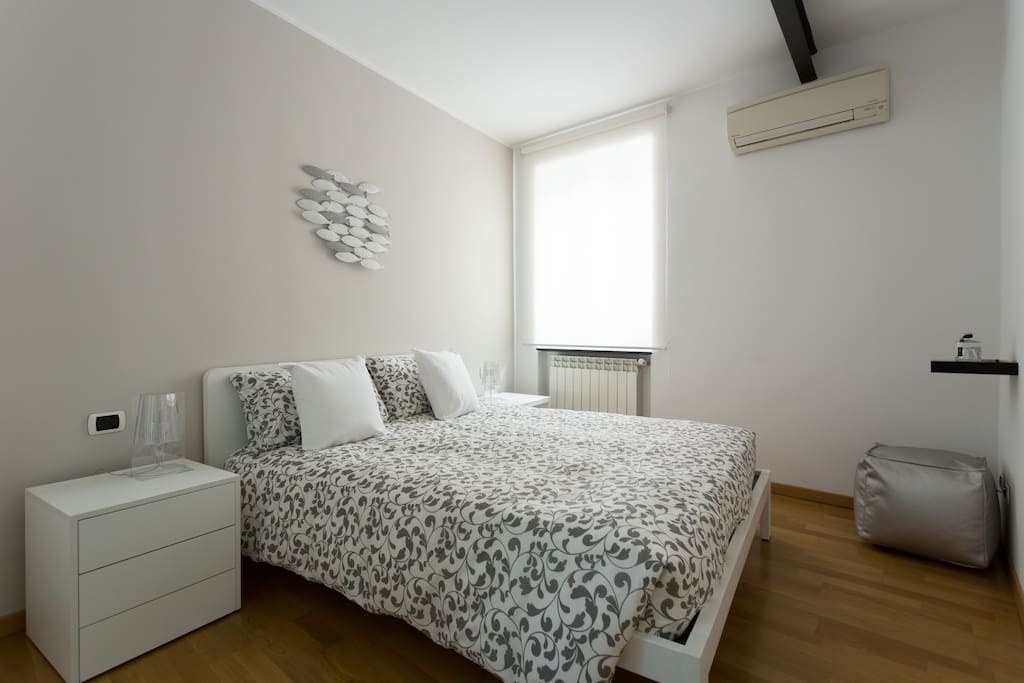The Bedroom: the comfortable double bed & the window