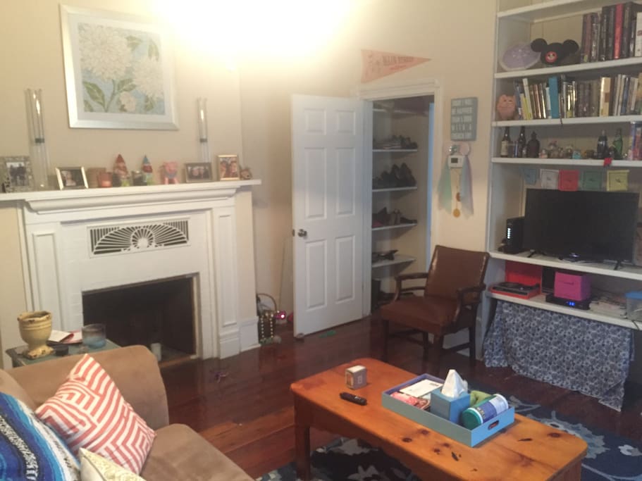 Living room and door that leads into my bedroom/bathroom