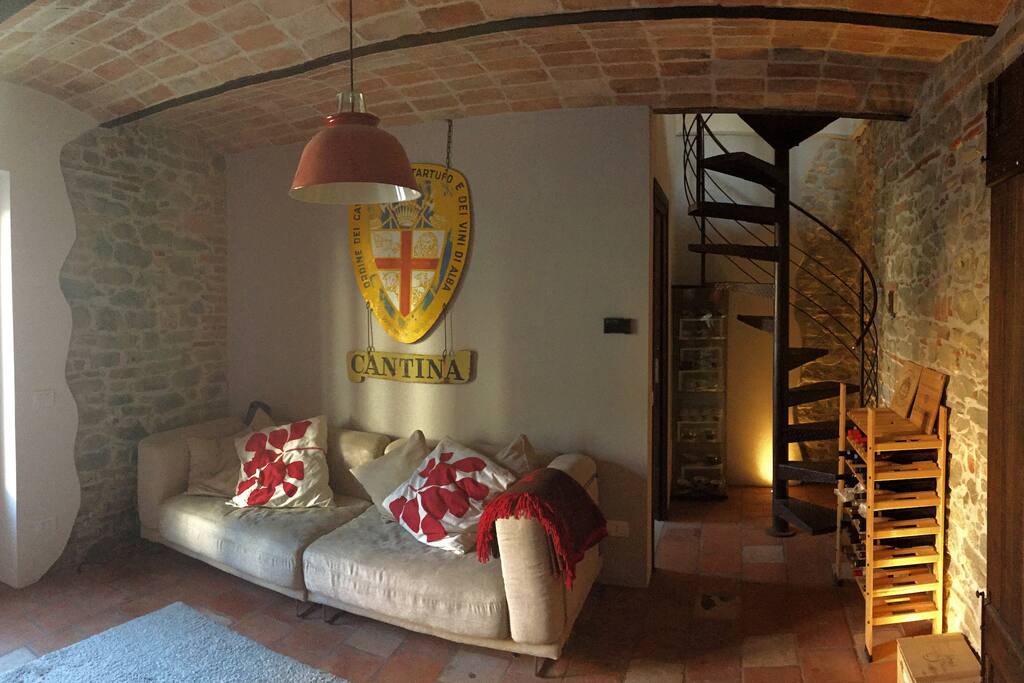 Lounge/sitting room contains the classic stonework that has been lovingly restored in the house.