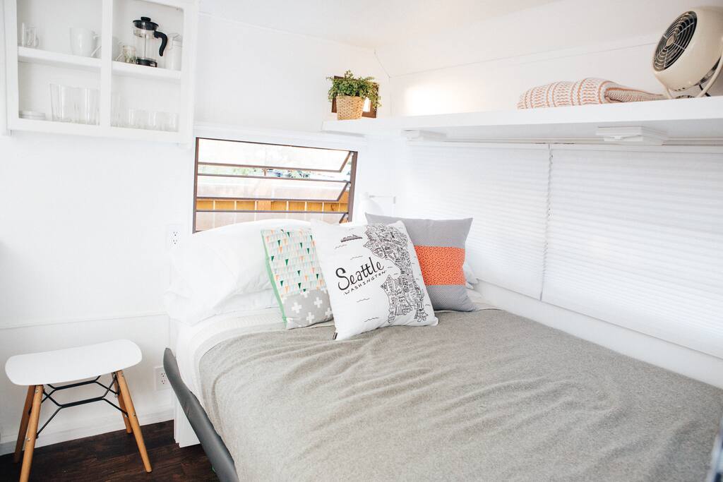 This full sized bed will be ready for you when you arrive.