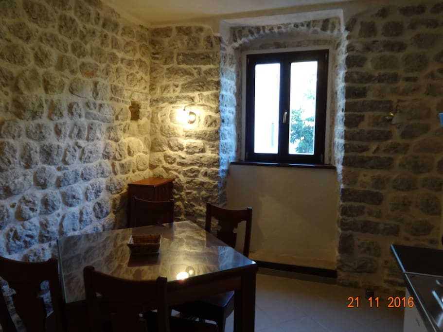 living room with kitchen