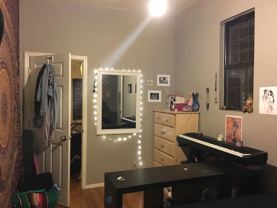 Two entrances to bedroom but roomates can walk around into public hallway to enter kitchen and living room (they don't have to go through this room)