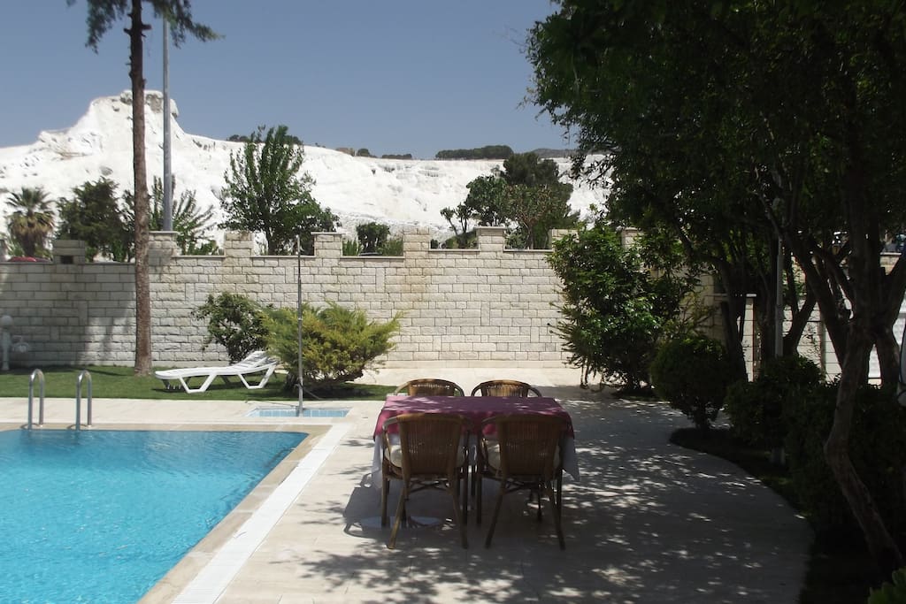 View of pamukkale from garden