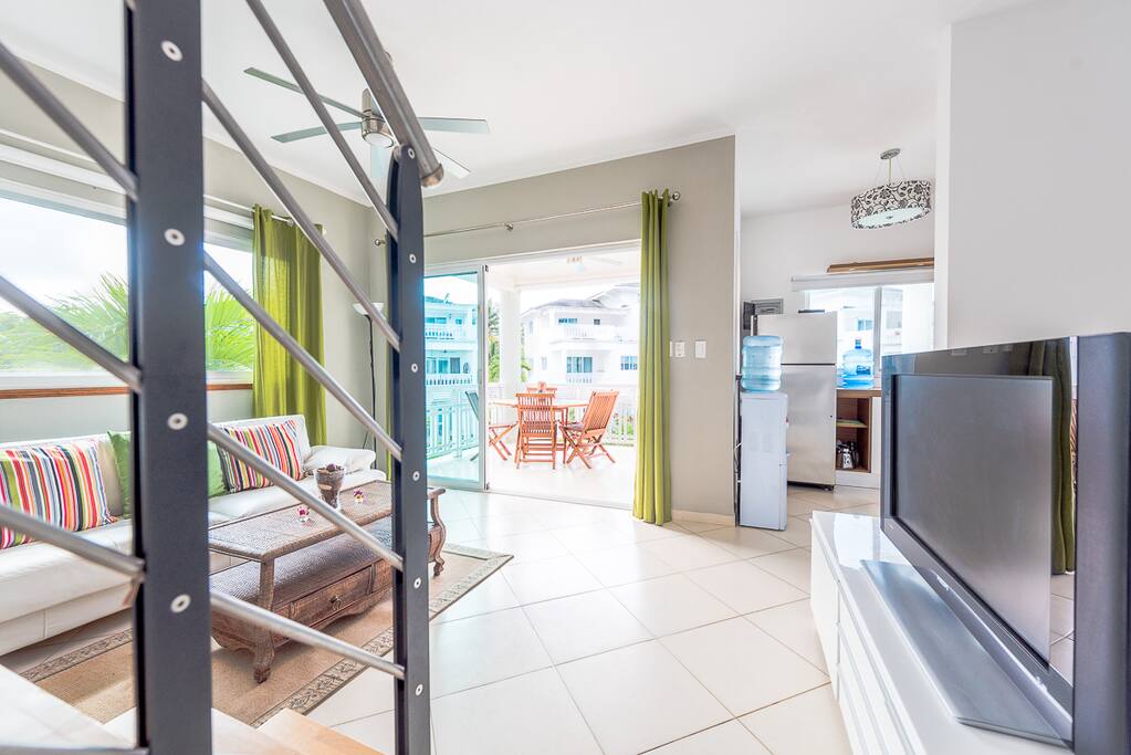 Open plan living, seating with Flat Screen TV