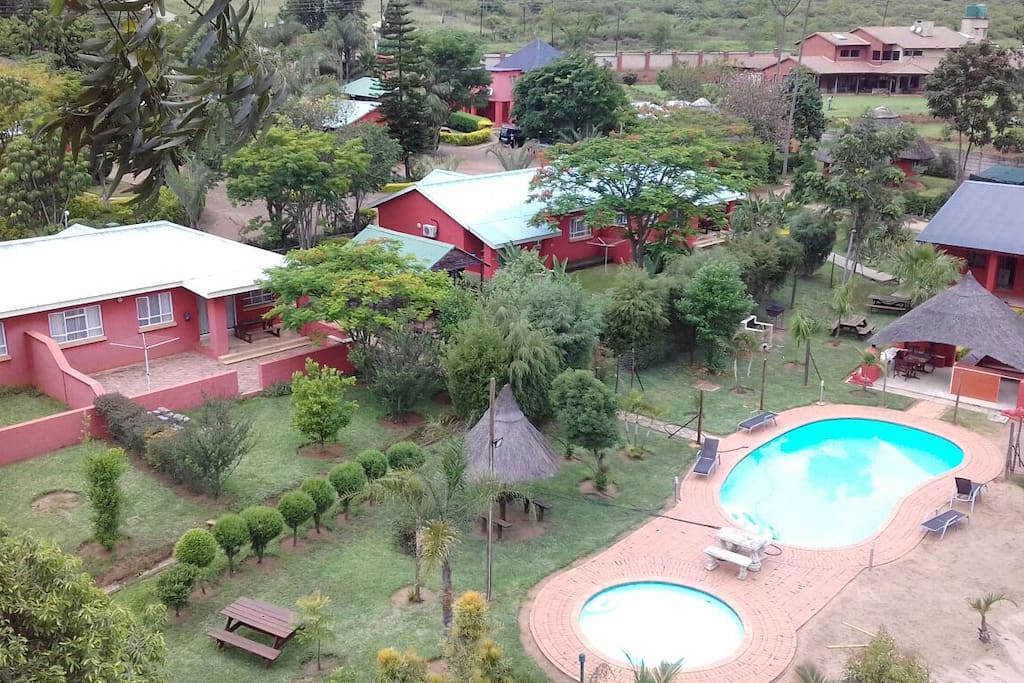 Ariel view of Brookside Lodge, Malkerns