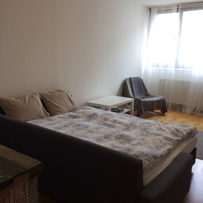 Bed (expandable couch, quite comfortable for 2 people)