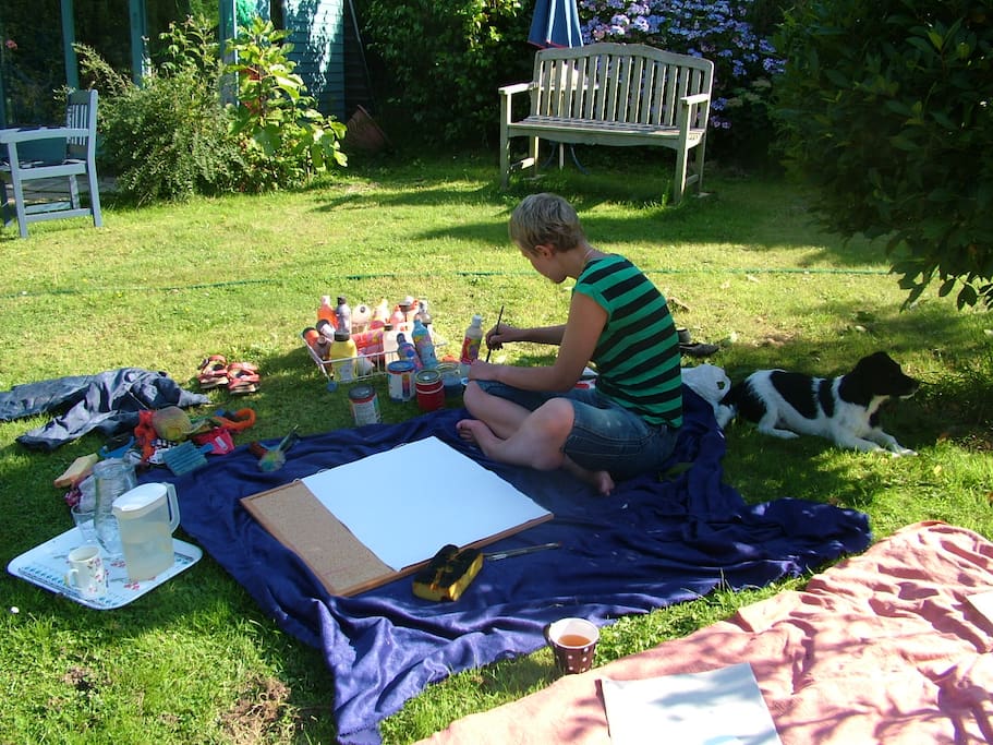 Painting in the garden if you would like to get in touch with your creativity!