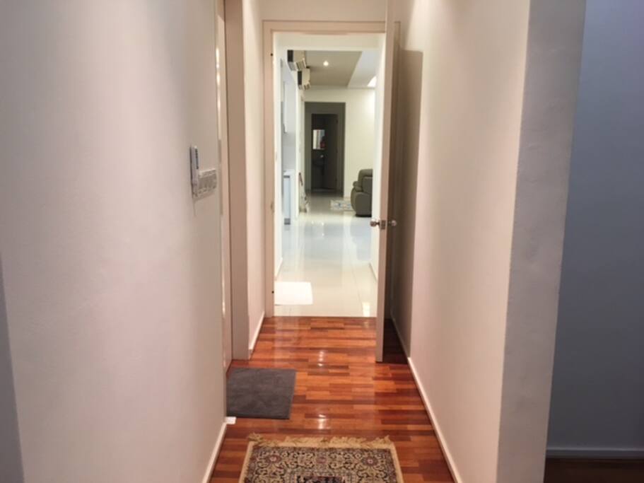 Hallway between rooms.