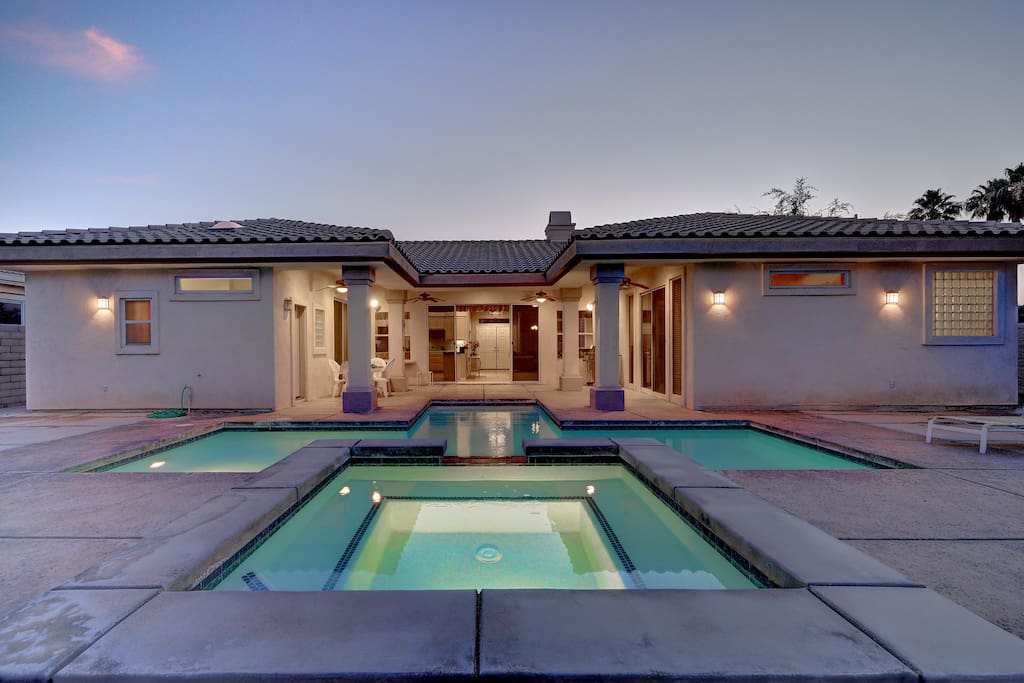 Covered patio and pool area