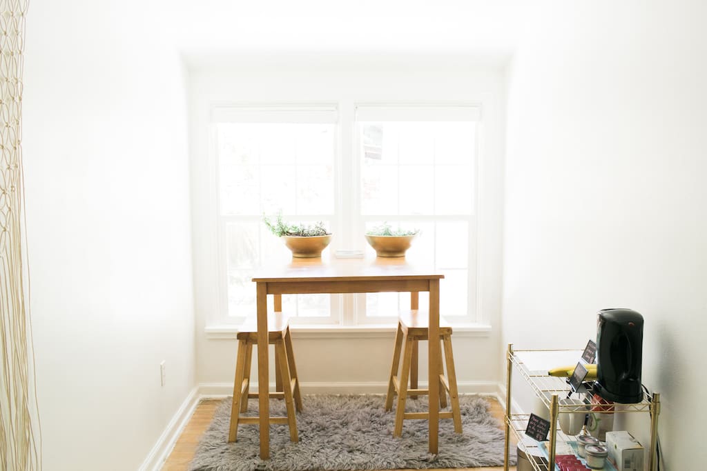 Dormer window area overlooking backyard garden to enjoy your morning coffee and/or tea.
