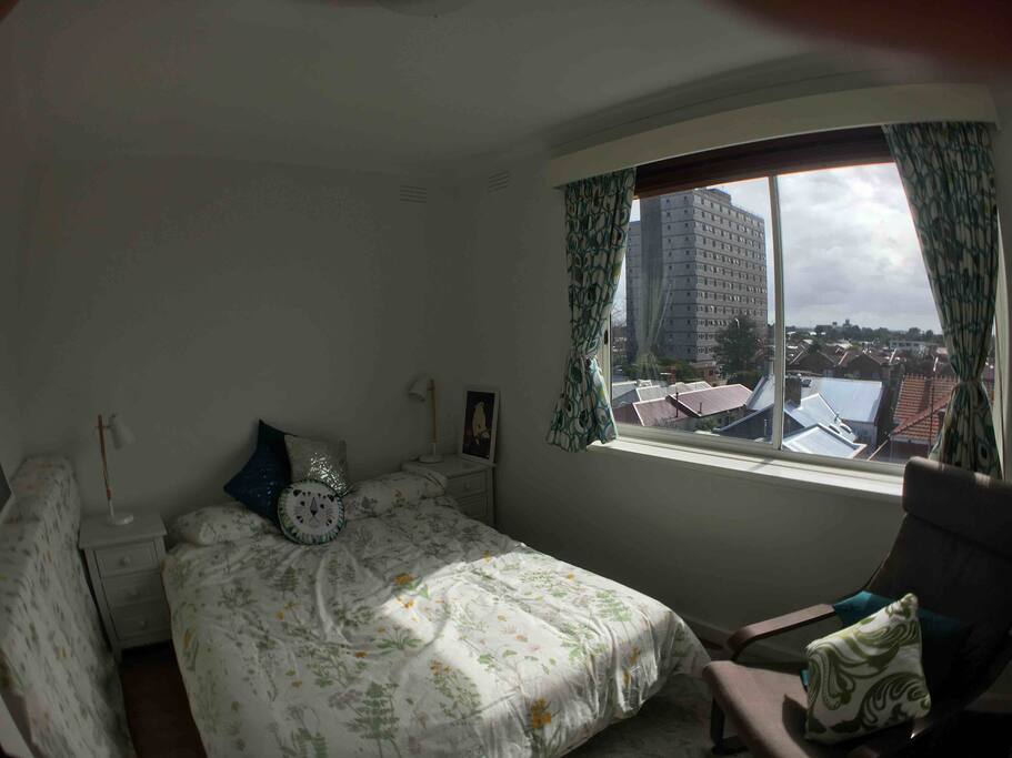 The bedroom with north facing window.