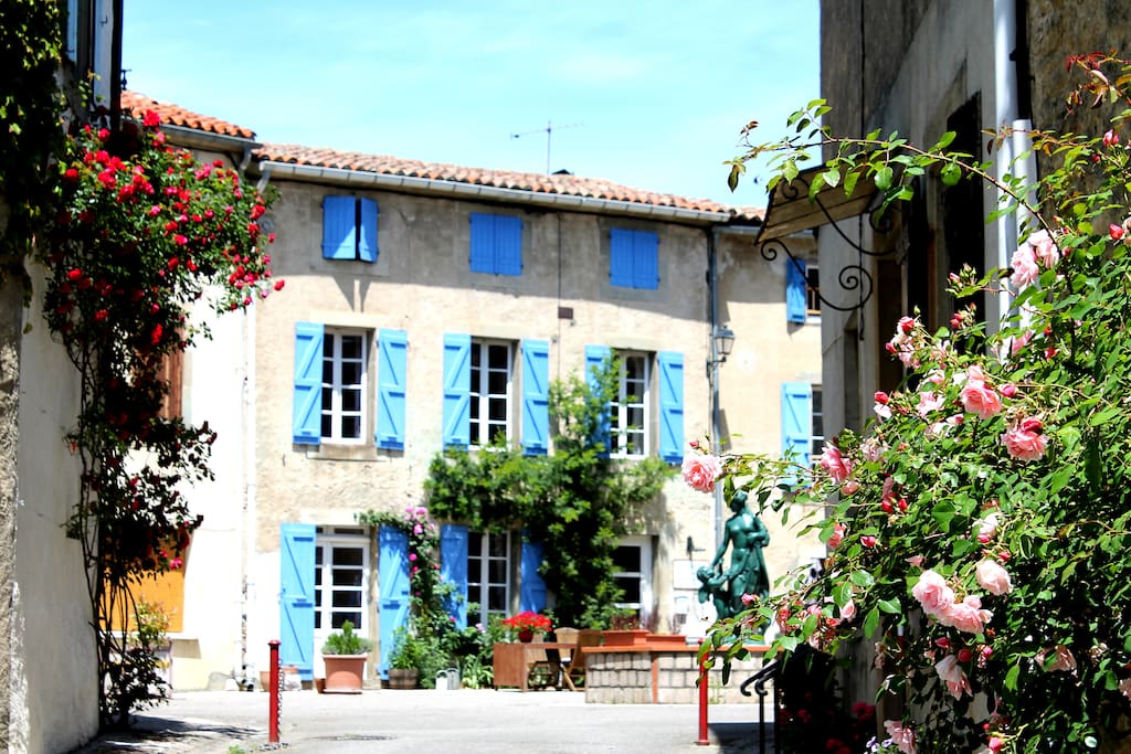 Chez Maison Bleue on the beautiful village square