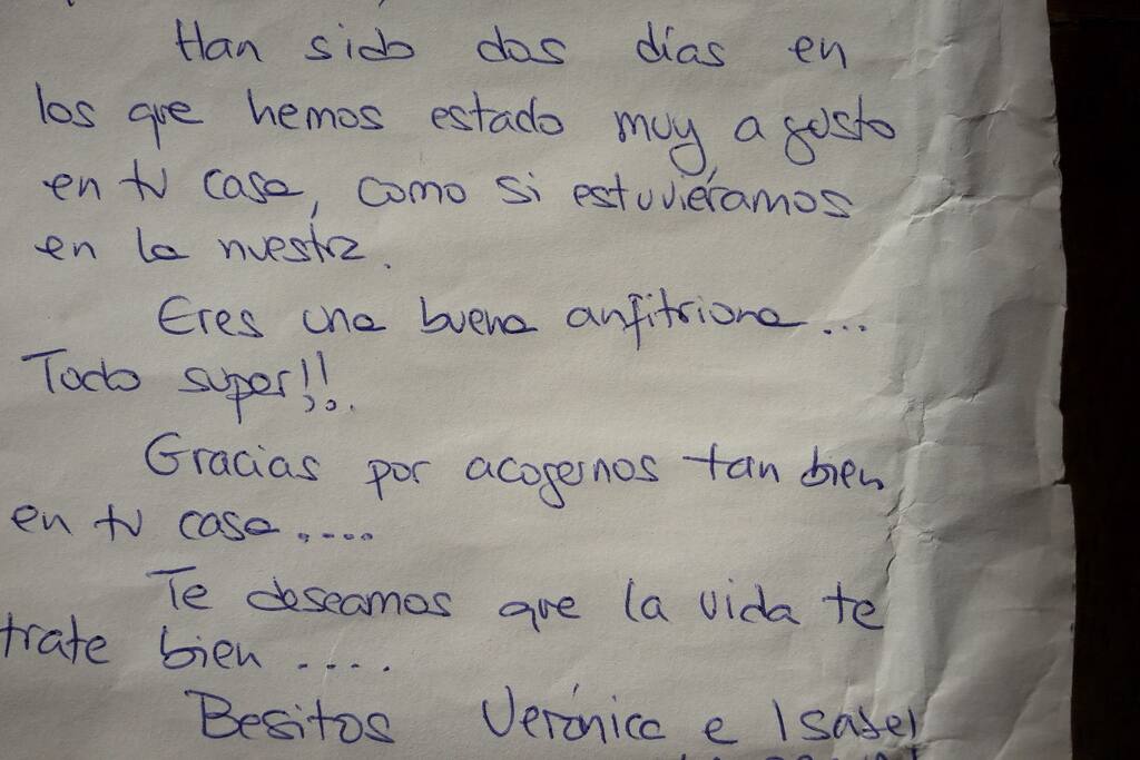 Kind note from Spanish travellers. Petit mot sympa de la part de voyageuses espagnoles.