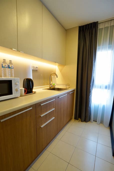 Pantry with Kettle and Microwave Oven