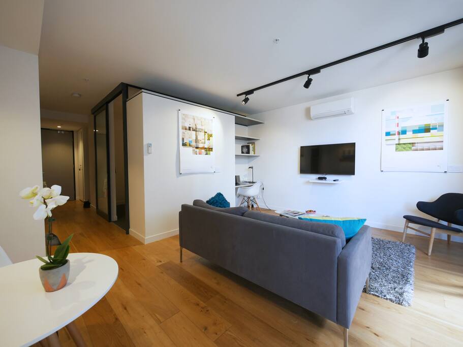 Relax with TV, Apple TV, stereo or work with convenient study nook.