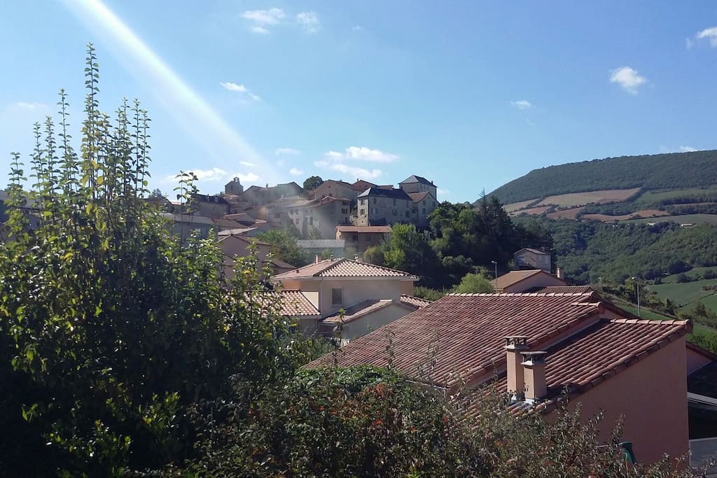 Le village vu du jardin pays de l'arboriculture et des cerisiers en particulier.