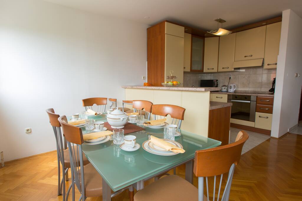 Dining room and kitchen