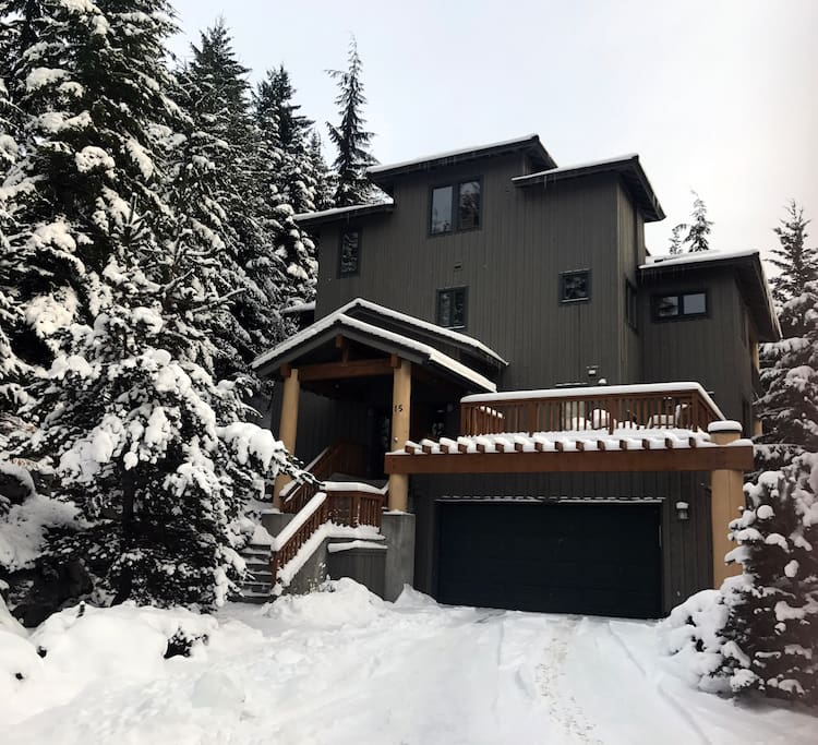 The front view of our home-winter