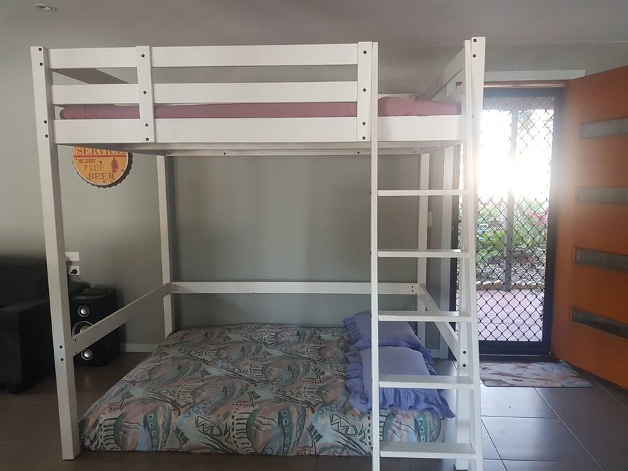 Loft bed (double)
Spare floor mattress (double)