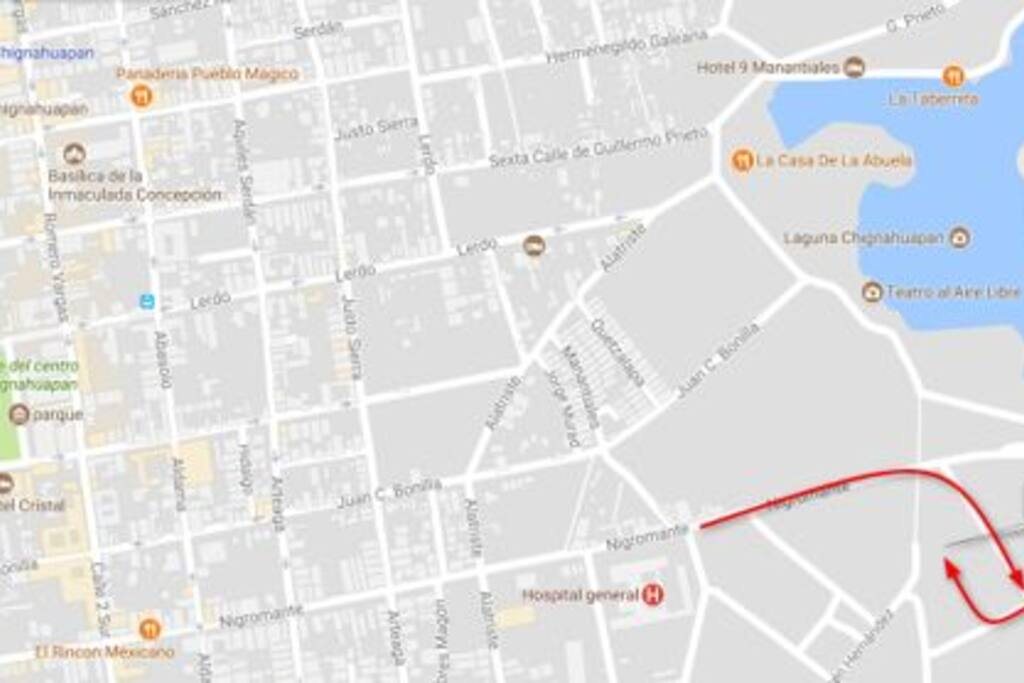 Ruta para llegar al Hostal desde el centro.