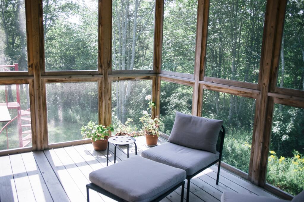 Listen to the waves and crickets from the screen porch