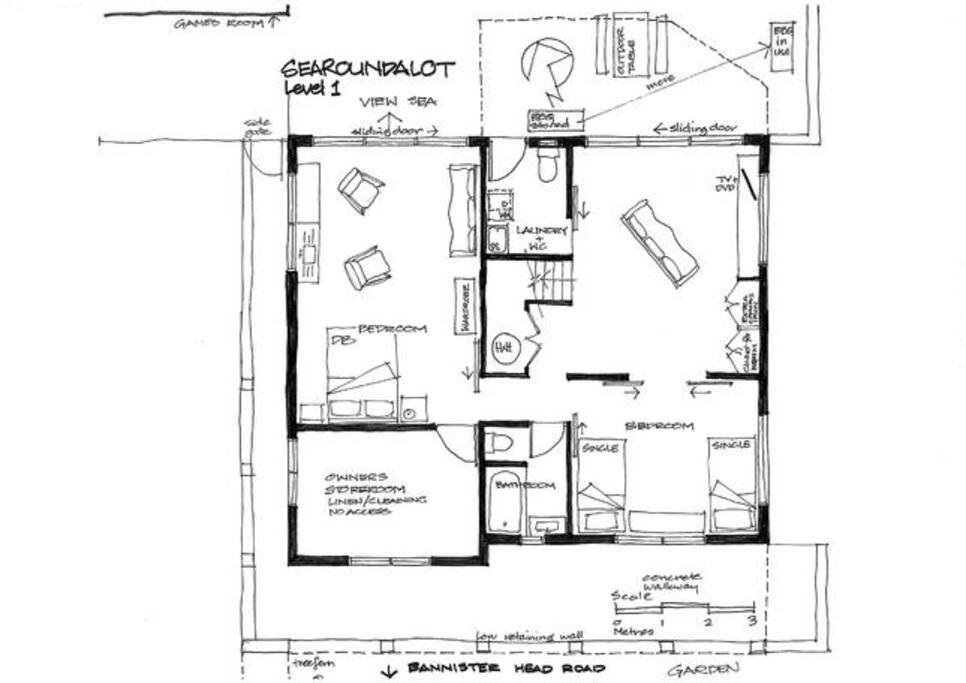 Level 2 leads to the garden overlooking the Ocean