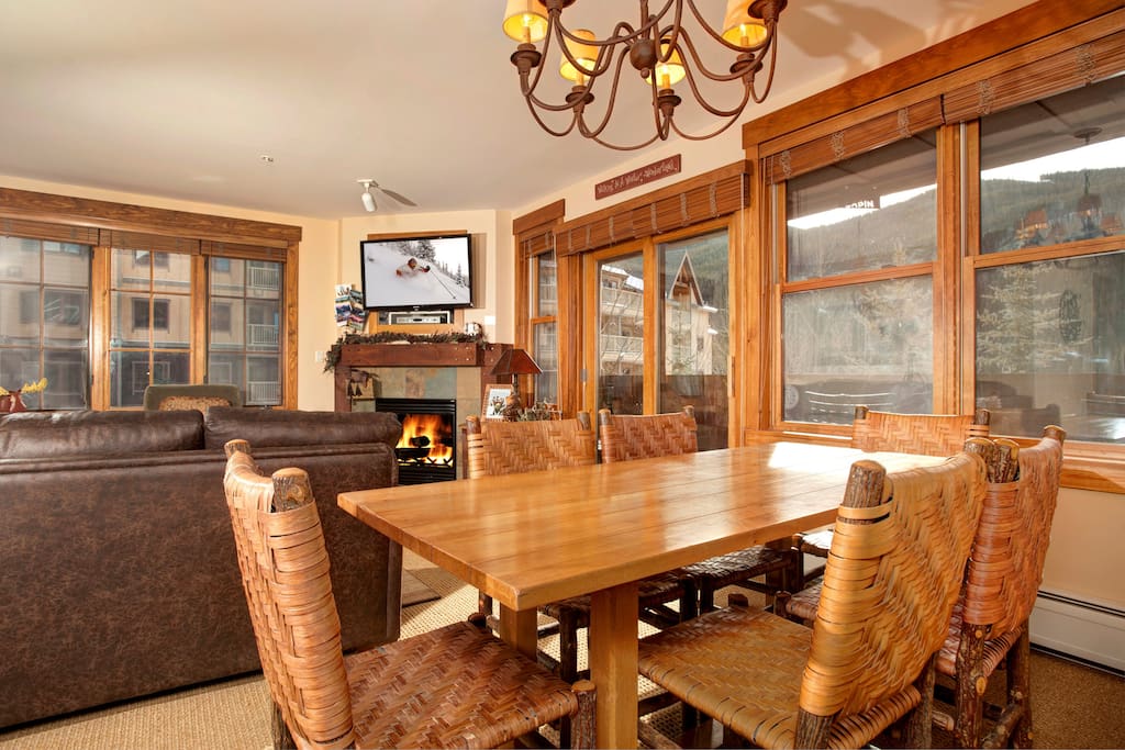 Entertain friends at the spacious dining table in the open-concept living area