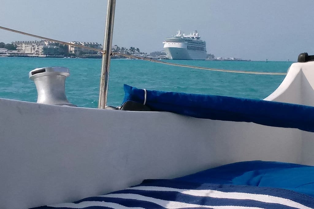Your million dollar view from the stern of Amba of Key West harbor and the port, Awesome!