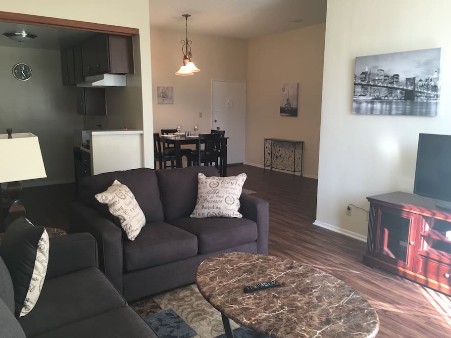 Living Room, Queen size sleeper sofa & Love seat. Cable, Smart TV, wifi. Deck Chairs with side tables and pockets for use on the front deck.