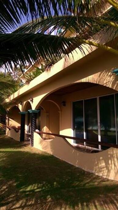 Beach level Cabanas facing the Sea with 14 foot sliding glass doors.