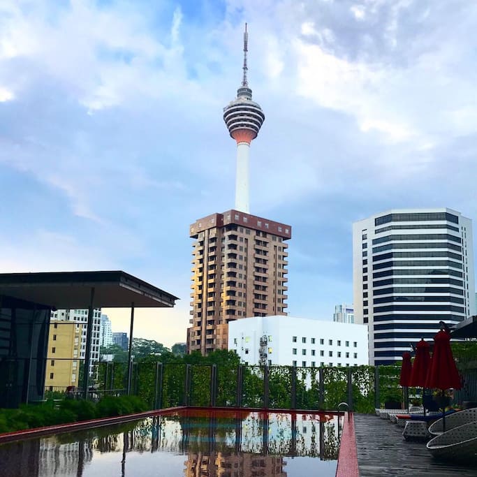 Gorgeous swimming pool with a beautiful view of KL Tower