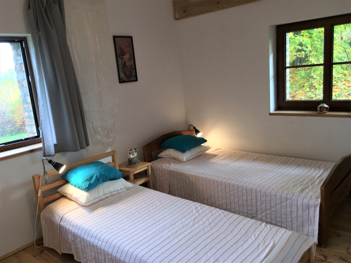 ห้องนอน #1 พร้อมวิวทะเลสาบ ตู้เสื้อผ้าขนาดใหญ่และห้องน้ำส่วนตัว #1 เตียงเดี่ยว 2 หลัง