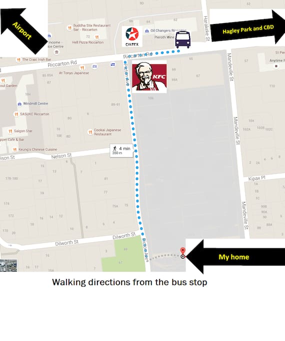 Walking directions from the bus stop