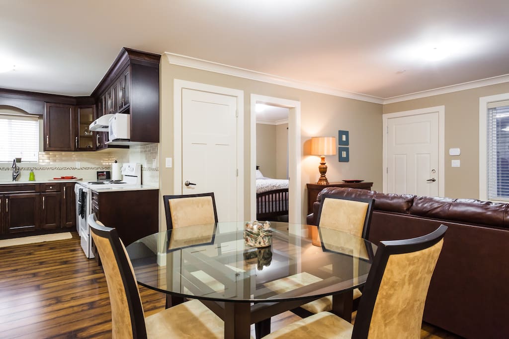 The closet door conceals a full size front load washer and dryer available for your exclusive use during your stay.