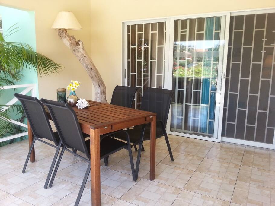 Porch with dining table