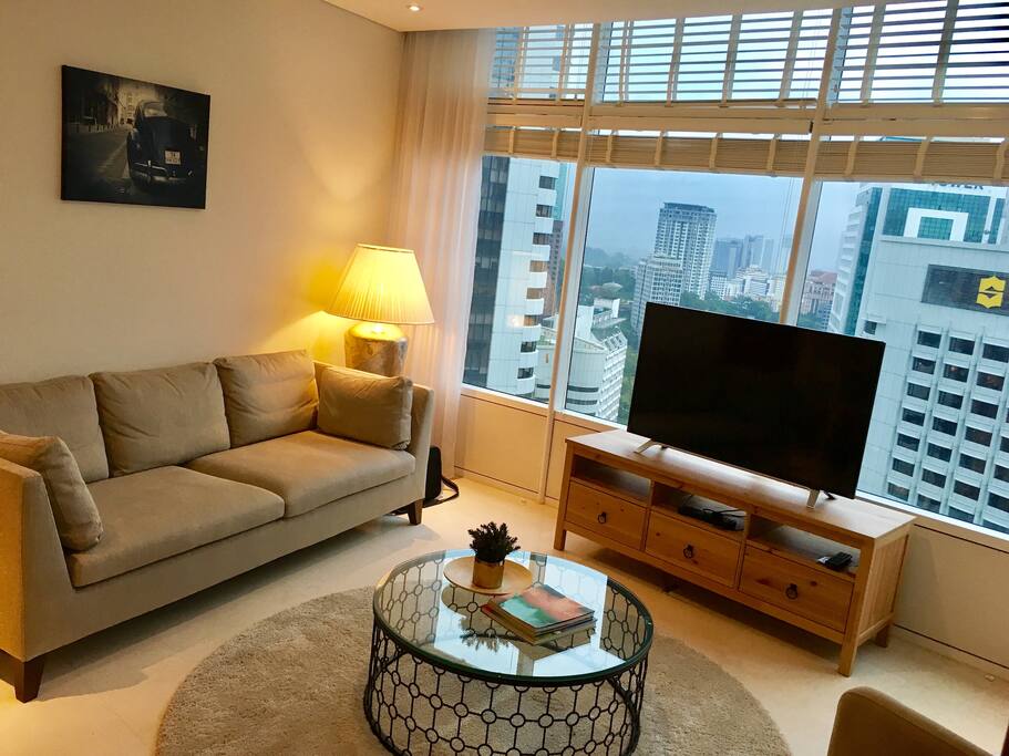 The living hall facing KL tower and 5-star hotel chain