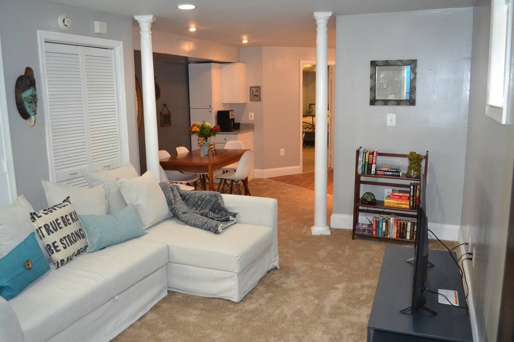 Living room and dining area view