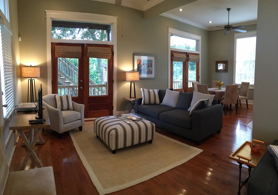 Large, open living & dining rooms just off the kitchen