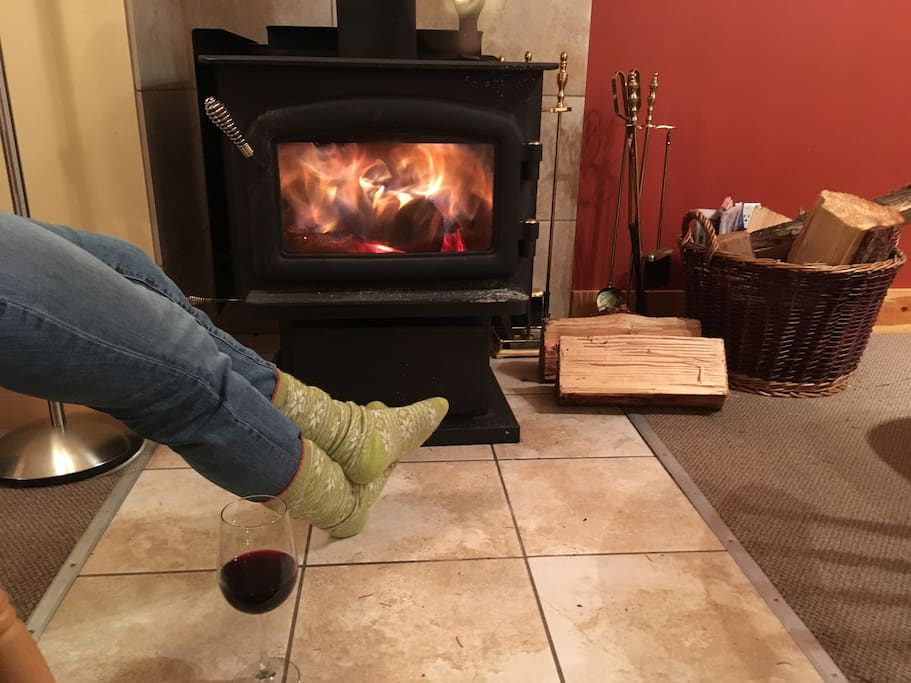 Relax by the woodburning stove