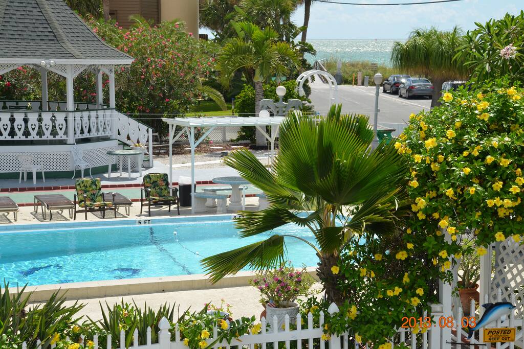 Heated outdoor pool and garden area